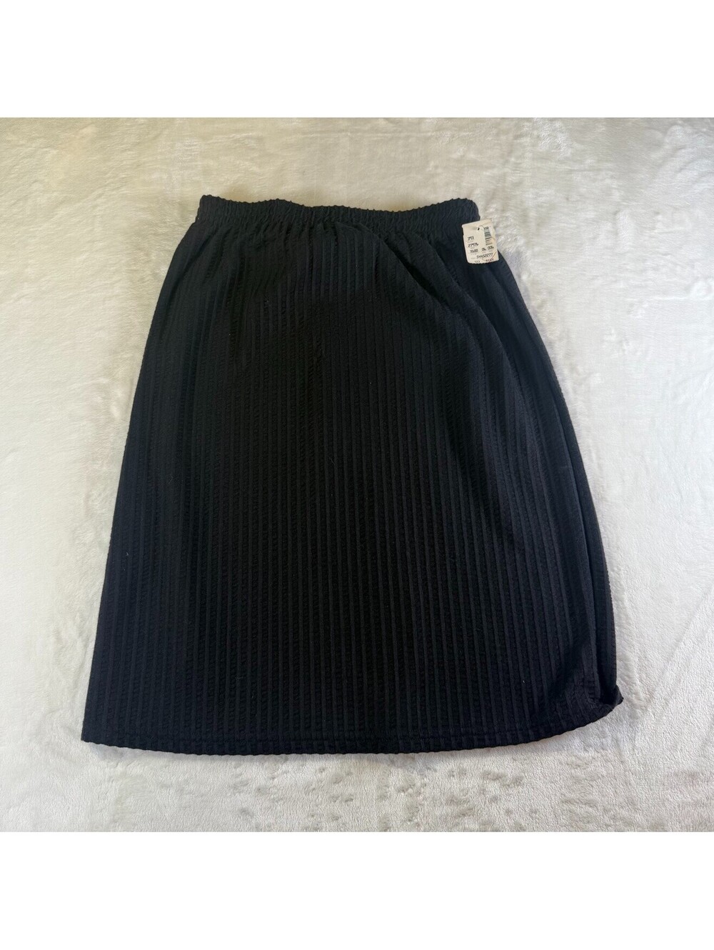 Metropolitan NY Womens S Black Ribbed Knit Pull On Skirt Elastic Waist 21in